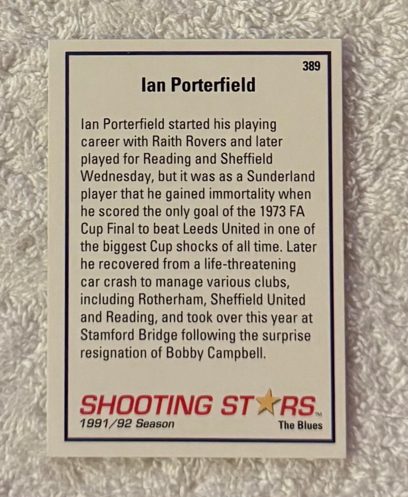 Shooting Stars Football trading cards '91-'92 "Ian Portafield" #389