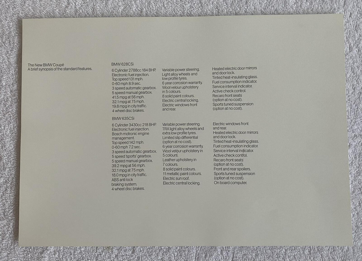 BMW 6-Series "Six By Six" original UK  presentation portfolio E24 6-Series