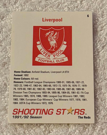 Shooting Stars Football trading cards '91-'92 "Liverpool Team" #6