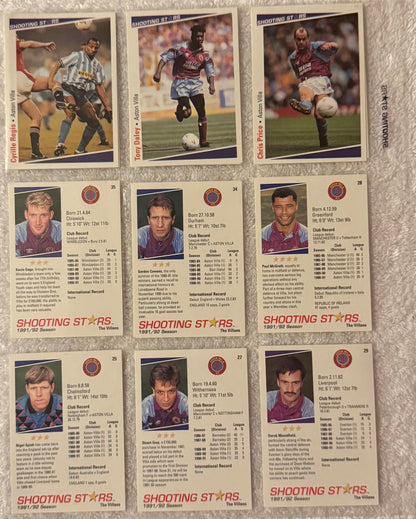 Shooting Stars Football trading cards '91-'92 "Various Aston Villa players"