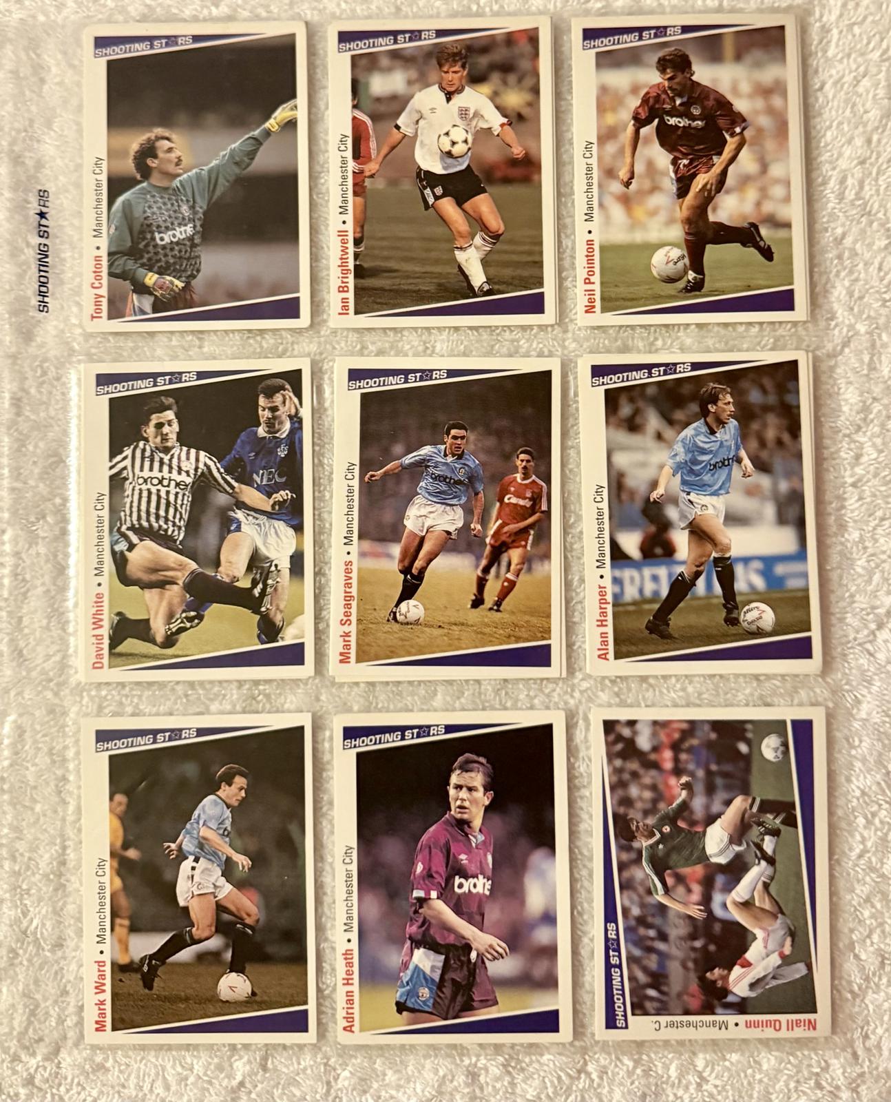Shooting Stars Football trading cards '91-'92 "Various Manchester City players"