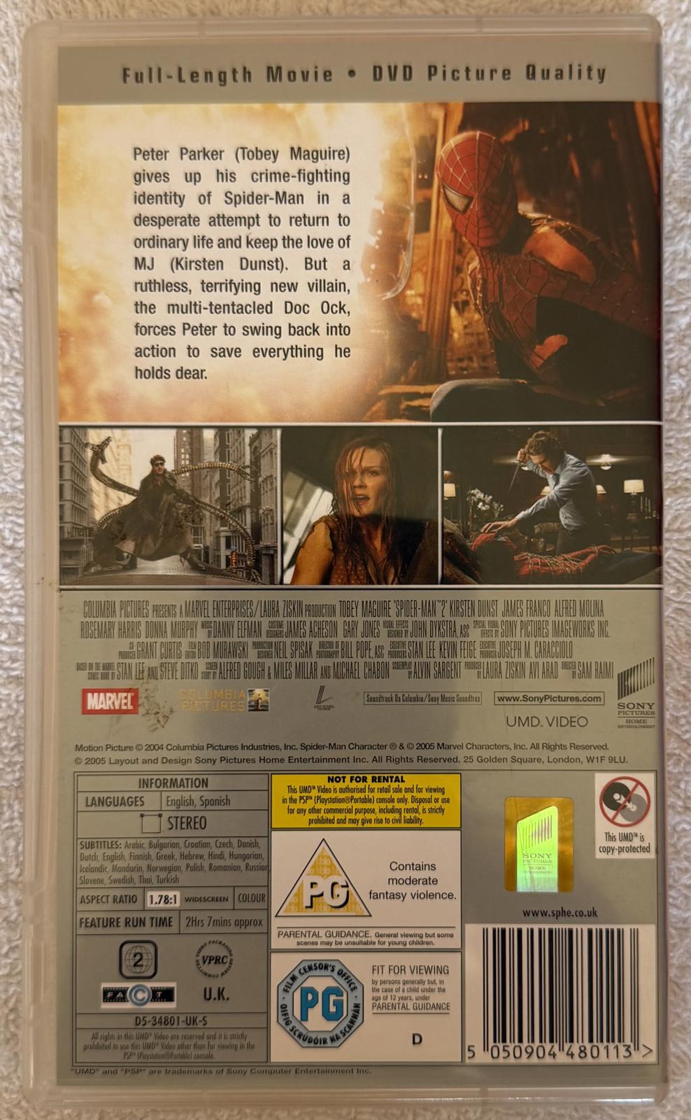 PSP *CASE ONLY* Spiderman 2 Movie
