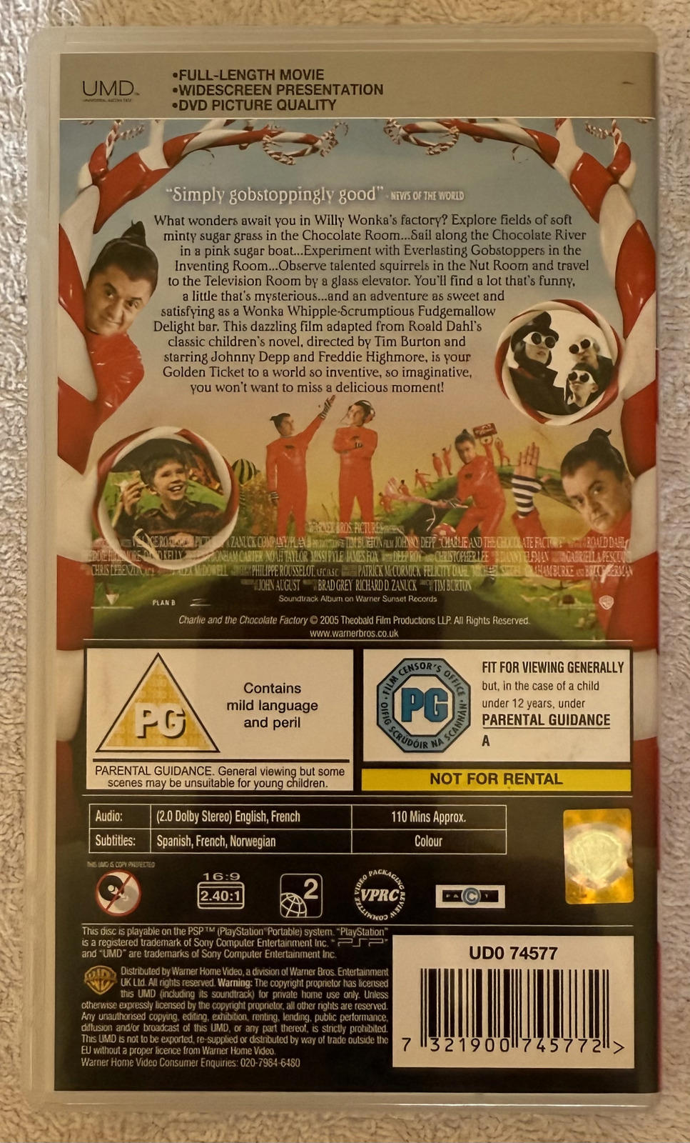 PSP *CASE ONLY* Charlie and the Chocolate Factory Movie
