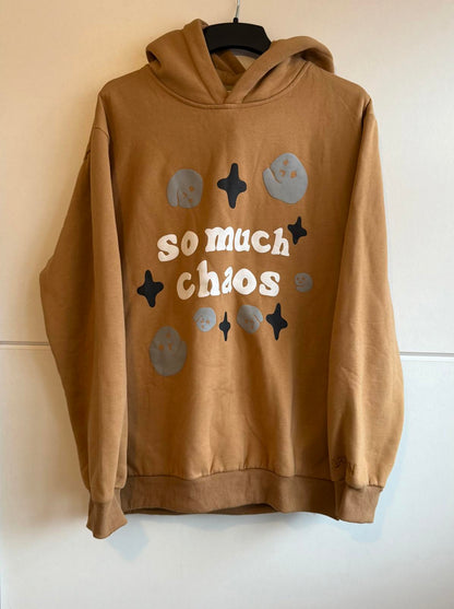 Broken Planet Market 'So Much Chaos' hoodie in mustard yellow size 2XL (SKU F9)