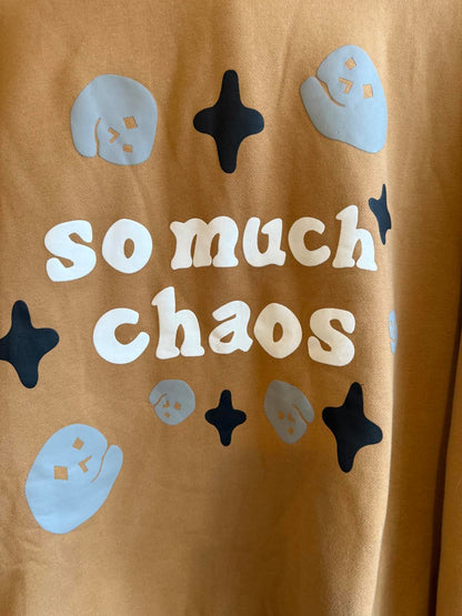 Broken Planet Market 'So Much Chaos' hoodie in mustard yellow size 2XL (SKU F9)