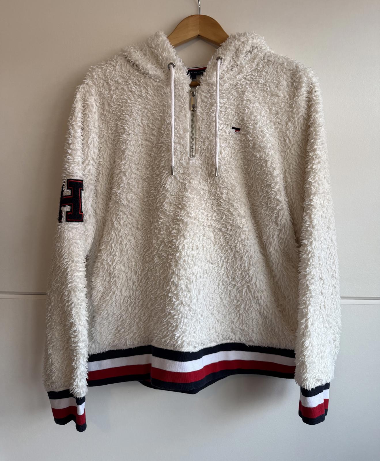 Tommy Hilfiger sherpa fleece hoodie, white size L (SKU B4)