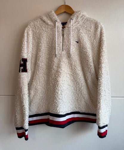 Tommy Hilfiger sherpa fleece hoodie, white size L (SKU B4)
