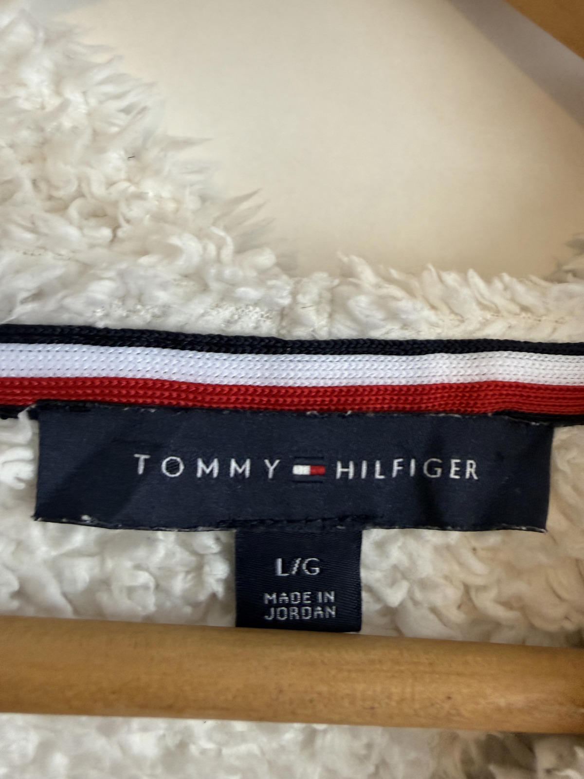 Tommy Hilfiger sherpa fleece hoodie, white size L (SKU B4)