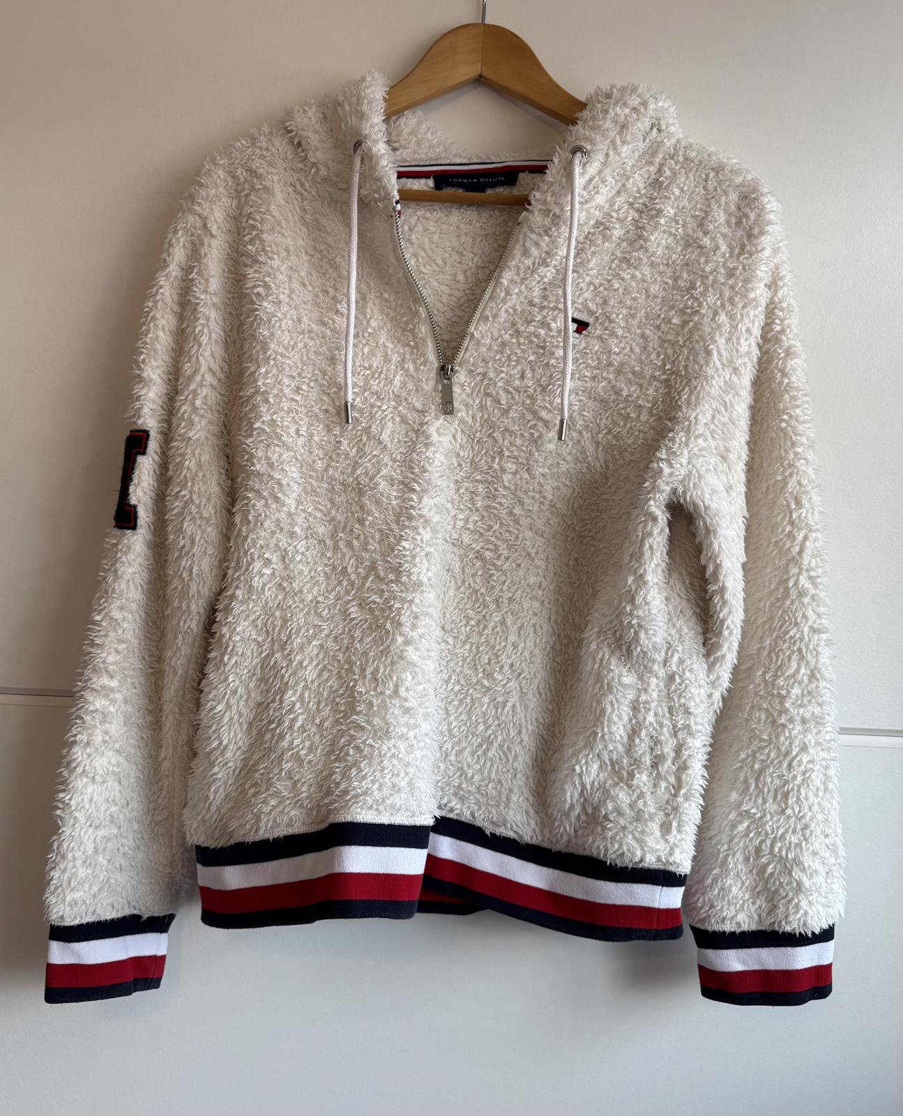 Tommy Hilfiger sherpa fleece hoodie, white size L (SKU B4)
