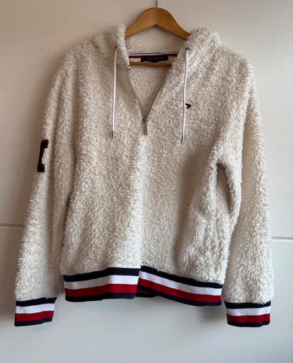 Tommy Hilfiger sherpa fleece hoodie, white size L (SKU B4)