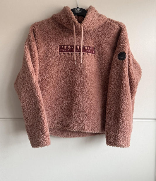 Napapijri Teide teddy fleece hoodie "pink" size m (sku D8)