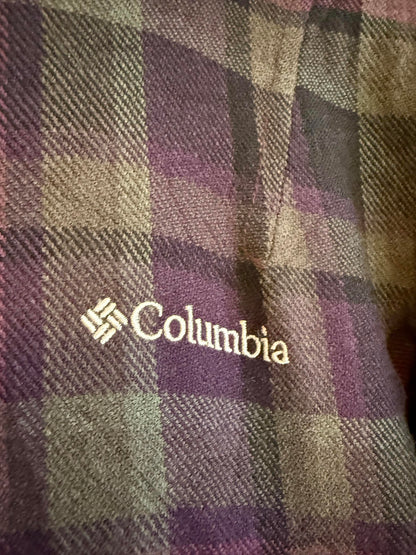 Columbia Omni-Shield Winter Jacket purple / black plaid pattern size L (sku A16)