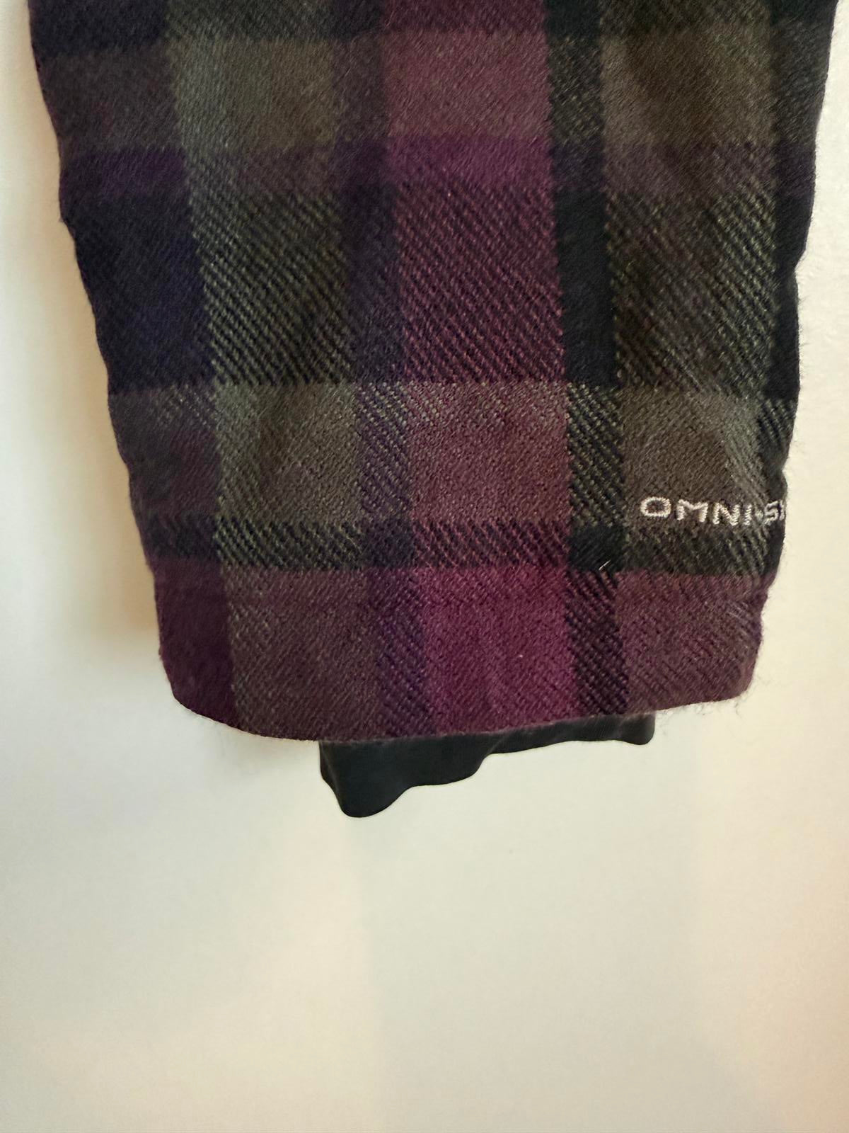 Columbia Omni-Shield Winter Jacket purple / black plaid pattern size L (sku A16)