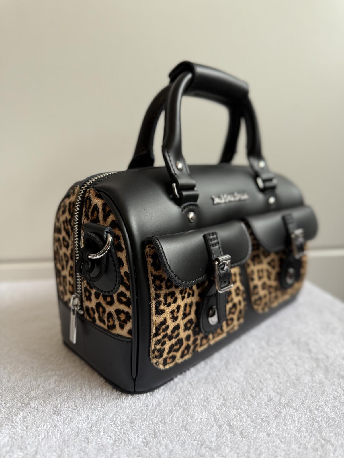Dr. Martens Kiev Leopard Print Hair-On Top Handle Bag (bobble)