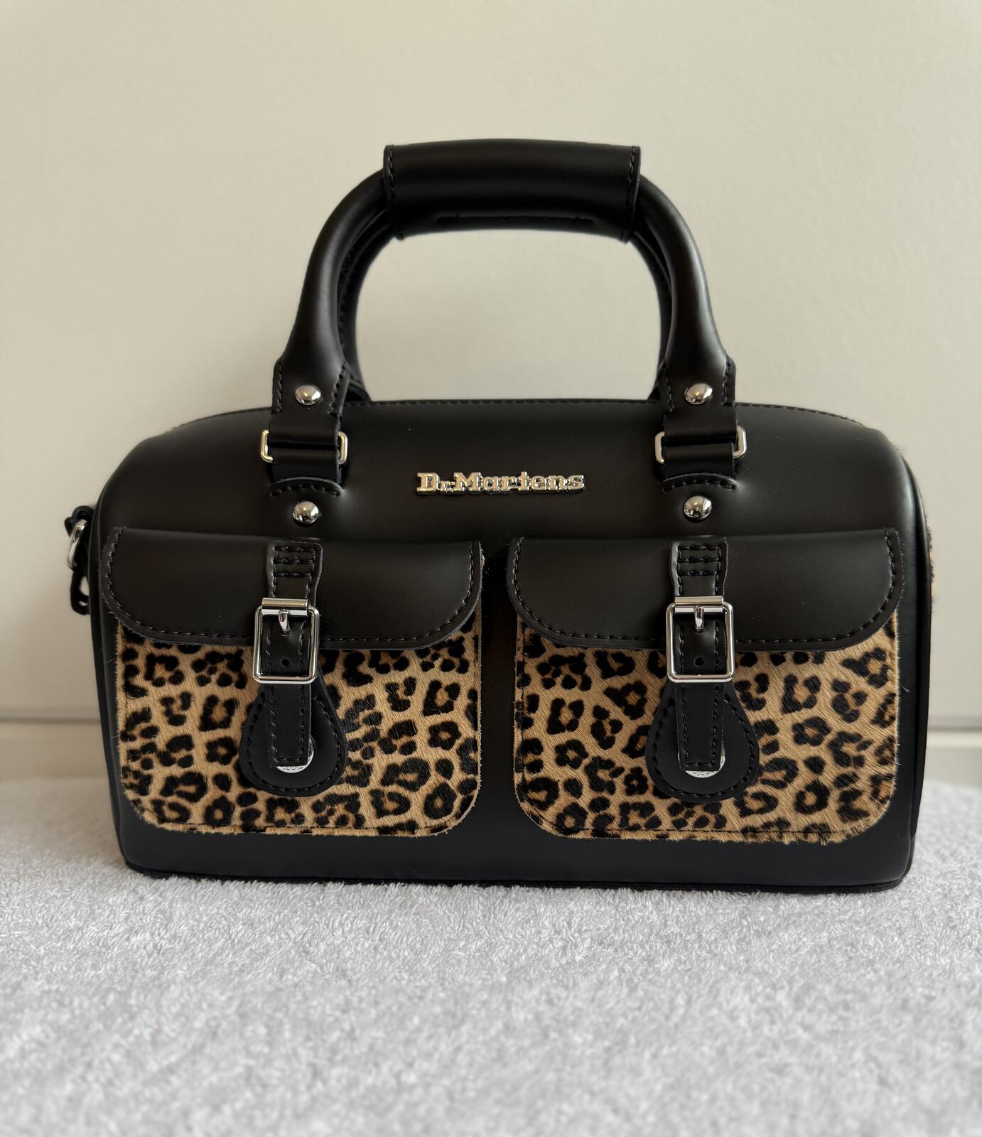 Dr. Martens Kiev Leopard Print Hair-On Top Handle Bag (bobble)
