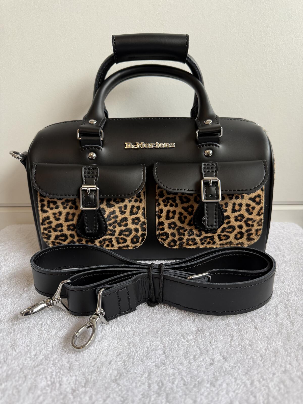 Dr. Martens Kiev Leopard Print Hair-On Top Handle Bag (bobble)