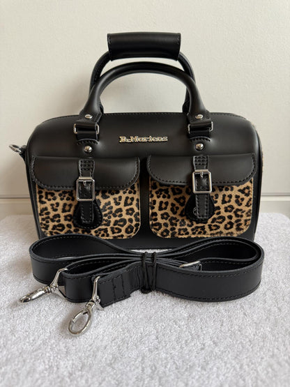 Dr. Martens Kiev Leopard Print Hair-On Top Handle Bag (bobble)