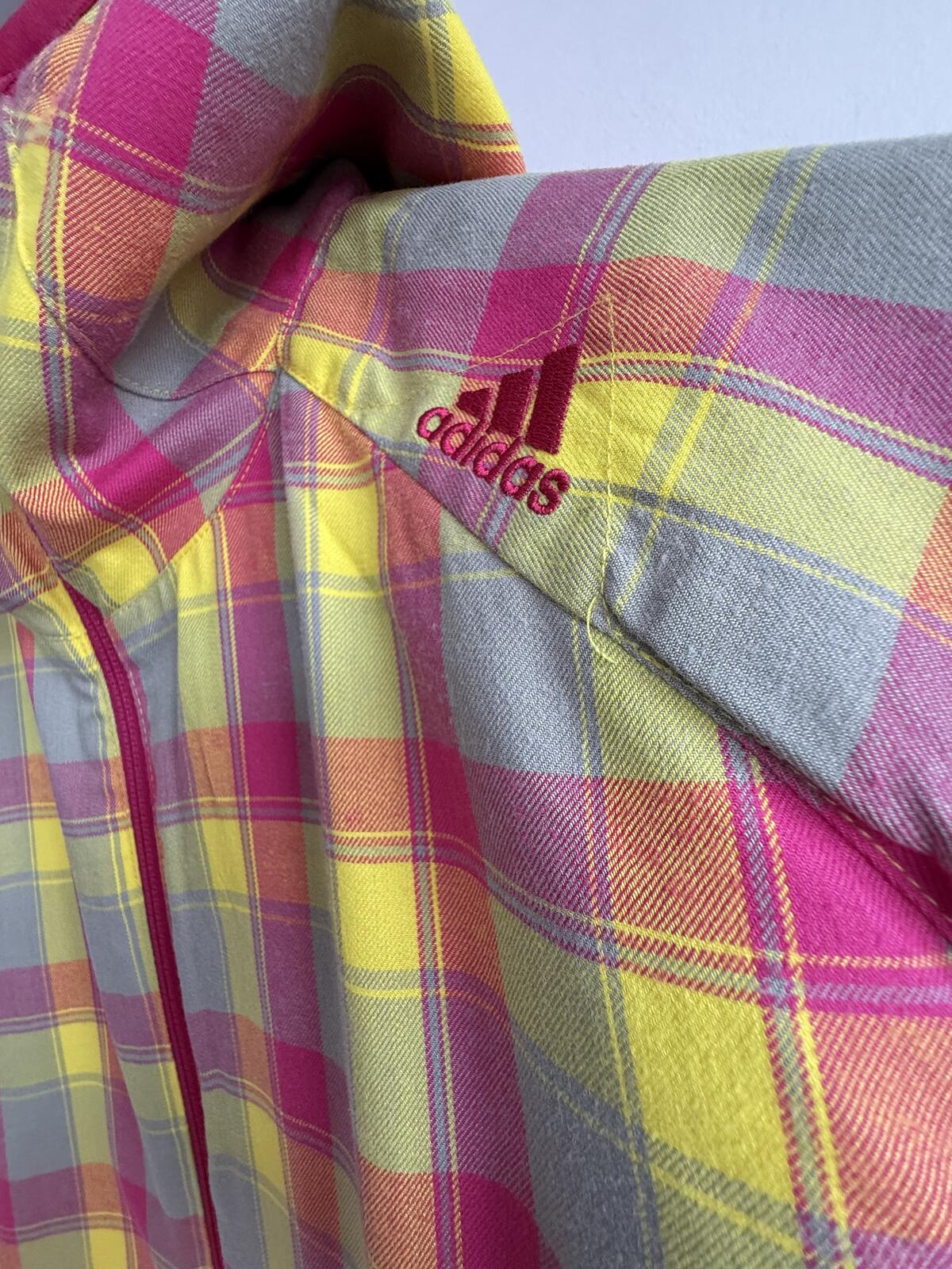 vintage Adidas Women's Reversible Plaid Windbreaker Jacket size 12 (sku )