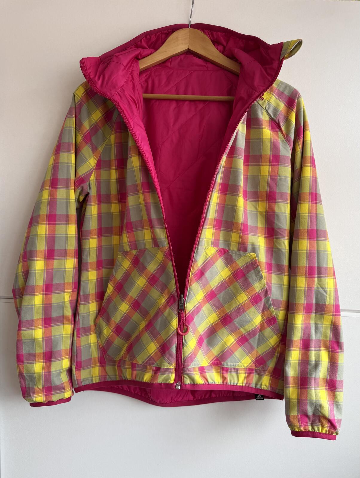 vintage Adidas Women's Reversible Plaid Windbreaker Jacket size 12 (sku )